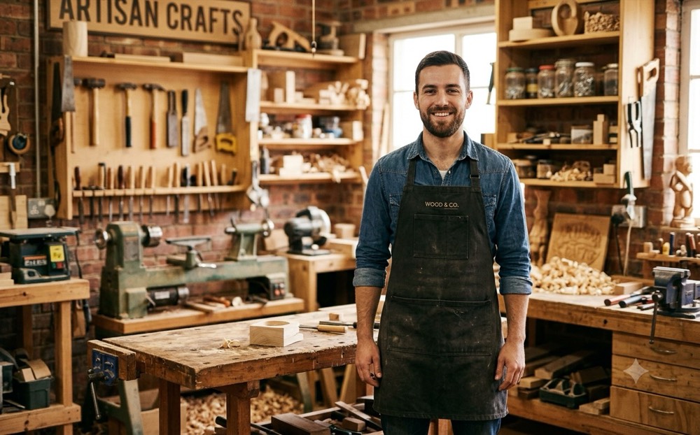 Unternehmer in seiner Werkstatt